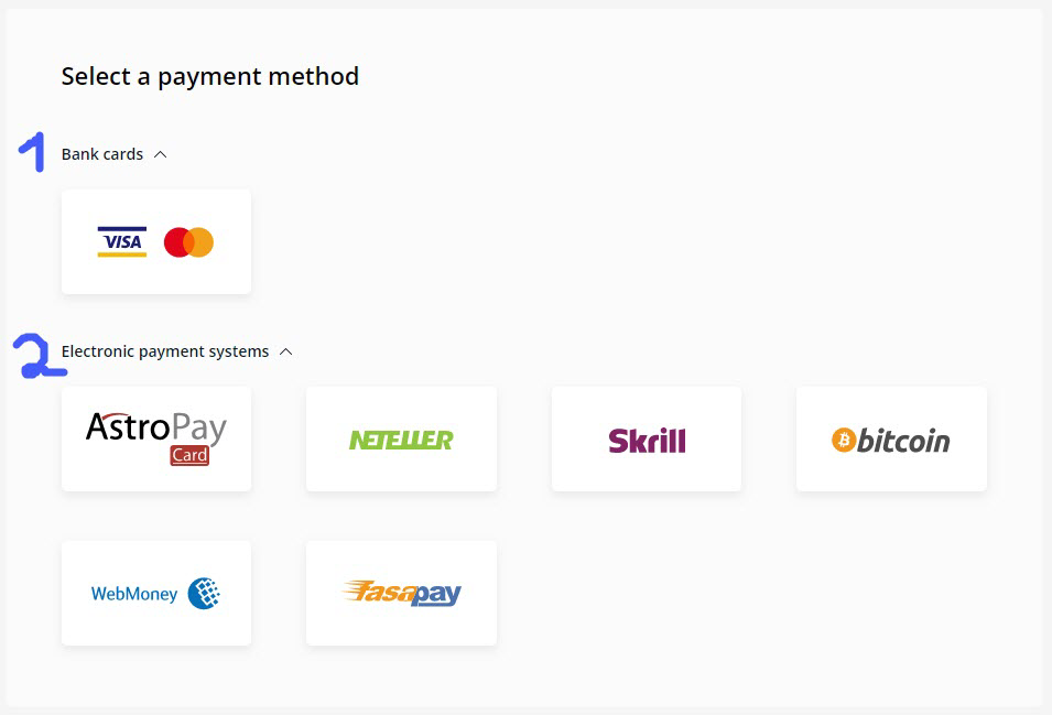 OlympTrade Payment methods